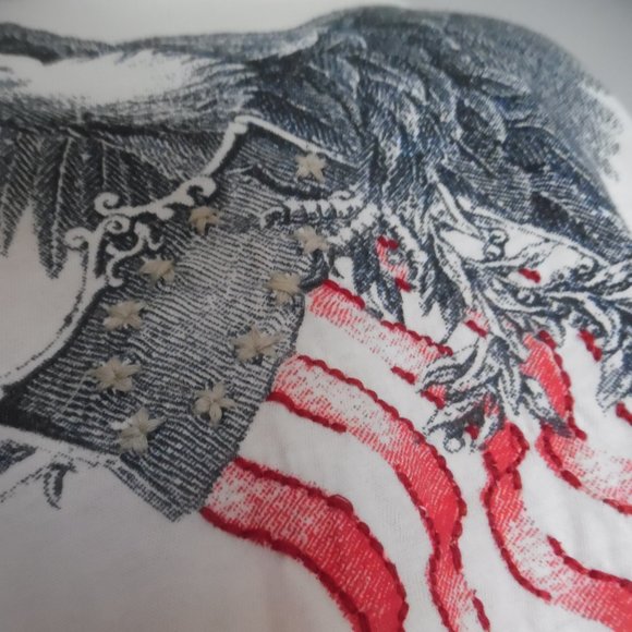 Replay Maestro American Flag Eagle Star Cotton Oversized Embroidered T-shirt Top - Picture 6 of 13